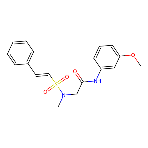 N-(3-methoxyphenyl)-2-(N-methyl-2-phenylethenesulfonamido)acetamide structure