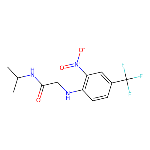 2-[2-nitro-4-(trifluoromethyl)anilino]-N-propan-2-ylacetamide structure