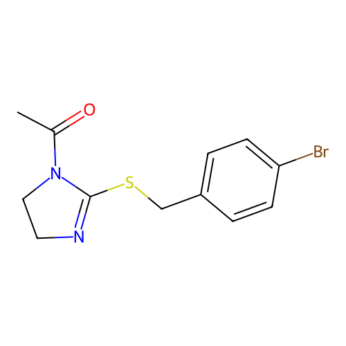 1-[2-[(4-Bromophenyl)methylsulfanyl]-4,5-dihydroimidazol-1-yl]ethanone structure