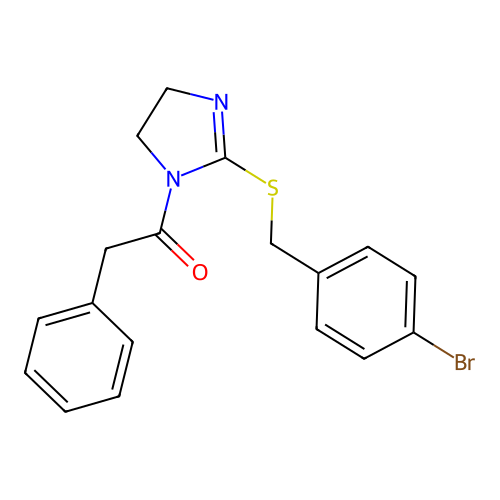 1-[2-[(4-Bromophenyl)methylsulfanyl]-4,5-dihydroimidazol-1-yl]-2-phenylethanone structure