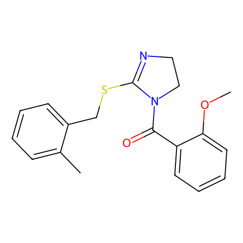 (2-methoxyphenyl)(2-((2-methylbenzyl)thio)-4,5-dihydro-1H-imidazol-1-yl)methanone structure