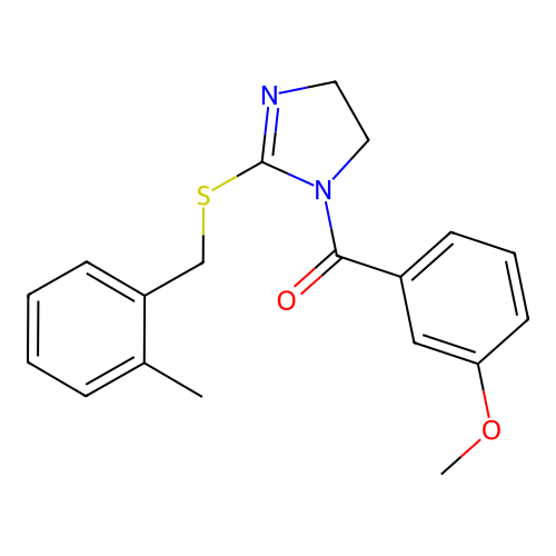 (3-methoxyphenyl)(2-((2-methylbenzyl)thio)-4,5-dihydro-1H-imidazol-1-yl)methanone structure