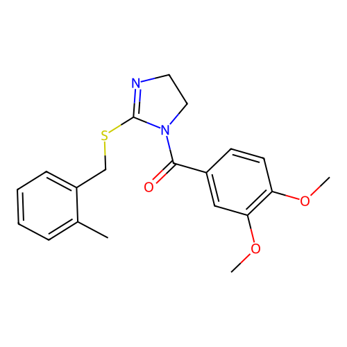(3,4-dimethoxyphenyl)(2-((2-methylbenzyl)thio)-4,5-dihydro-1H-imidazol-1-yl)methanone structure