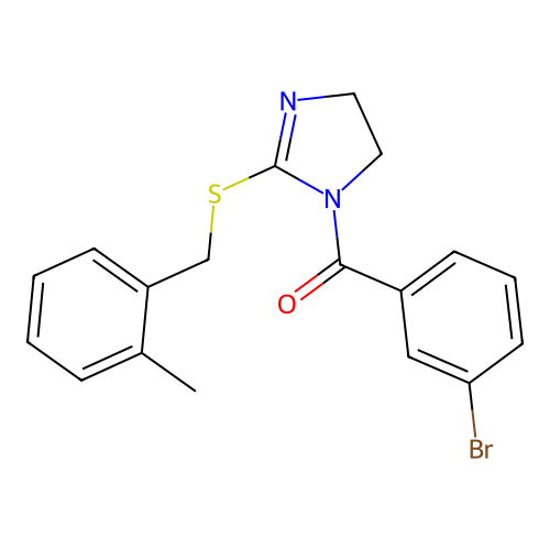 (3-bromophenyl)(2-((2-methylbenzyl)thio)-4,5-dihydro-1H-imidazol-1-yl)methanone structure