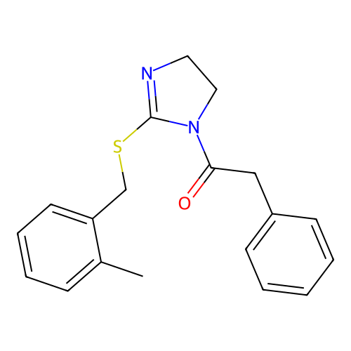 1-(2-((2-methylbenzyl)thio)-4,5-dihydro-1H-imidazol-1-yl)-2-phenylethanone structure