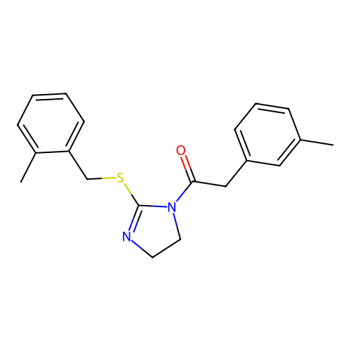 1-(2-((2-methylbenzyl)thio)-4,5-dihydro-1H-imidazol-1-yl)-2-(m-tolyl)ethanone structure