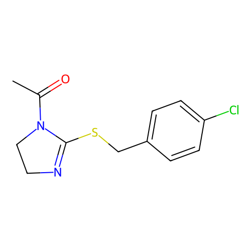 1-[2-[(4-Chlorophenyl)methylsulfanyl]-4,5-dihydroimidazol-1-yl]ethanone structure