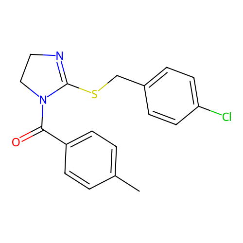 (2-((4-chlorobenzyl)thio)-4,5-dihydro-1H-imidazol-1-yl)(p-tolyl)methanone structure
