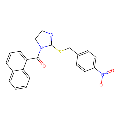 naphthalen-1-yl(2-((4-nitrobenzyl)thio)-4,5-dihydro-1H-imidazol-1-yl)methanone structure