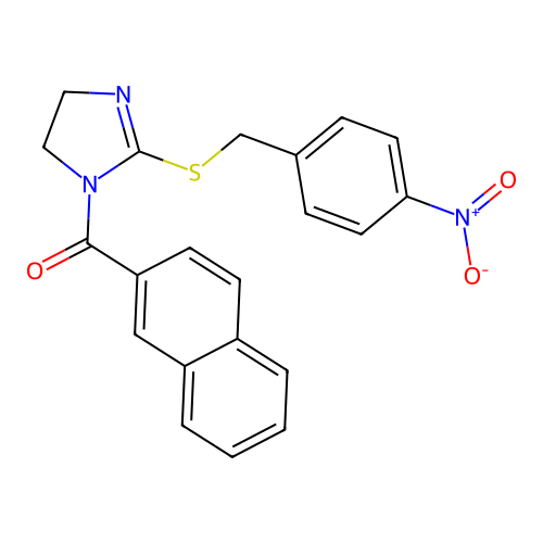 naphthalen-2-yl(2-((4-nitrobenzyl)thio)-4,5-dihydro-1H-imidazol-1-yl)methanone structure