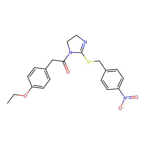2-(4-ethoxyphenyl)-1-(2-((4-nitrobenzyl)thio)-4,5-dihydro-1H-imidazol-1-yl)ethanone structure