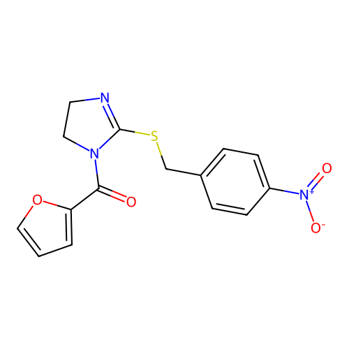 furan-2-yl(2-((4-nitrobenzyl)thio)-4,5-dihydro-1H-imidazol-1-yl)methanone structure