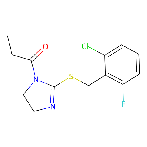 1-(2-{[(2-chloro-6-fluorophenyl)methyl]sulfanyl}-4,5-dihydro-1H-imidazol-1-yl)propan-1-one structure