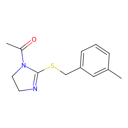 1-[2-[(3-Methylphenyl)methylsulfanyl]-4,5-dihydroimidazol-1-yl]ethanone structure