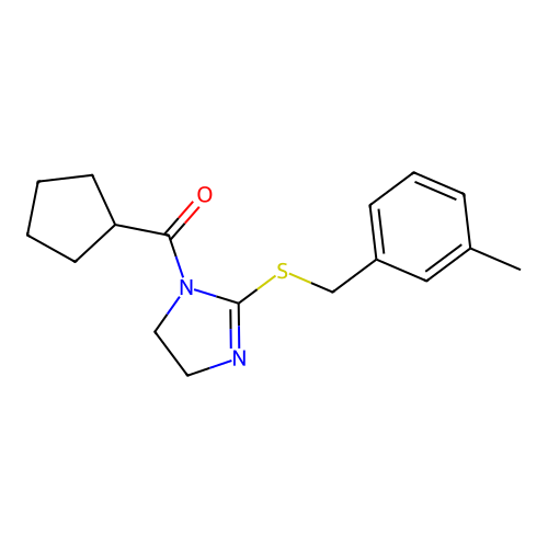 cyclopentyl(2-((3-methylbenzyl)thio)-4,5-dihydro-1H-imidazol-1-yl)methanone structure