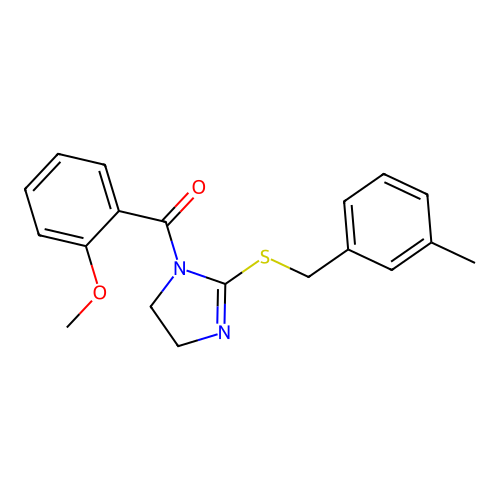(2-methoxyphenyl)(2-((3-methylbenzyl)thio)-4,5-dihydro-1H-imidazol-1-yl)methanone structure