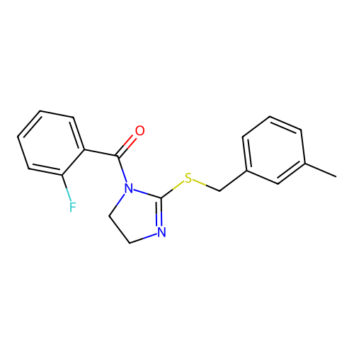 (2-fluorophenyl)(2-((3-methylbenzyl)thio)-4,5-dihydro-1H-imidazol-1-yl)methanone structure