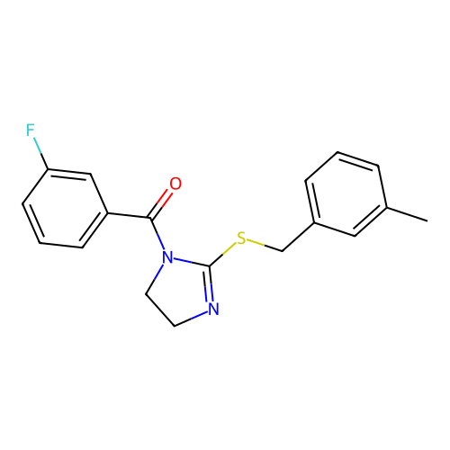 (3-fluorophenyl)(2-((3-methylbenzyl)thio)-4,5-dihydro-1H-imidazol-1-yl)methanone structure
