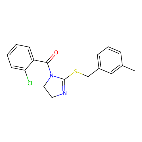 (2-chlorophenyl)(2-((3-methylbenzyl)thio)-4,5-dihydro-1H-imidazol-1-yl)methanone structure