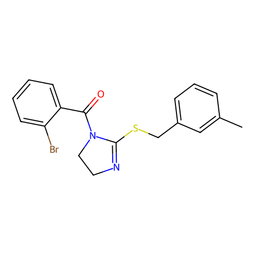 (2-bromophenyl)(2-((3-methylbenzyl)thio)-4,5-dihydro-1H-imidazol-1-yl)methanone structure