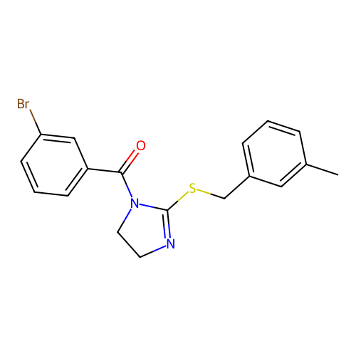 (3-bromophenyl)(2-((3-methylbenzyl)thio)-4,5-dihydro-1H-imidazol-1-yl)methanone structure