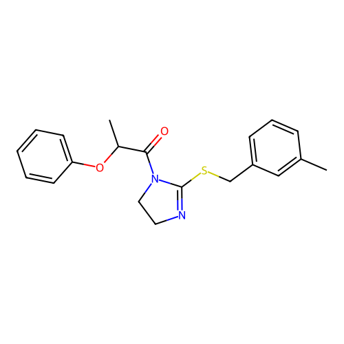 1-(2-((3-methylbenzyl)thio)-4,5-dihydro-1H-imidazol-1-yl)-2-phenoxypropan-1-one structure