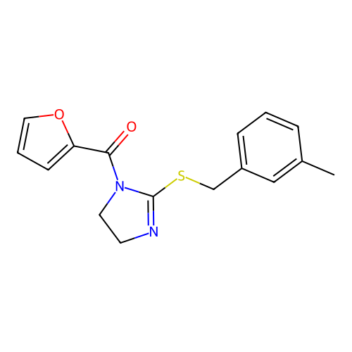 1-(furan-2-carbonyl)-2-{[(3-methylphenyl)methyl]sulfanyl}-4,5-dihydro-1H-imidazole structure