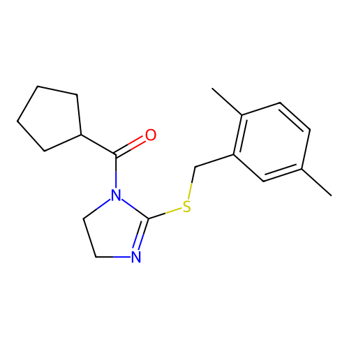 cyclopentyl(2-((2,5-dimethylbenzyl)thio)-4,5-dihydro-1H-imidazol-1-yl)methanone structure