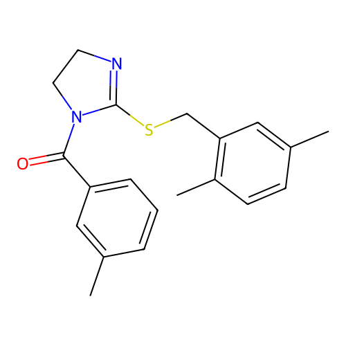 (2-((2,5-dimethylbenzyl)thio)-4,5-dihydro-1H-imidazol-1-yl)(m-tolyl)methanone structure