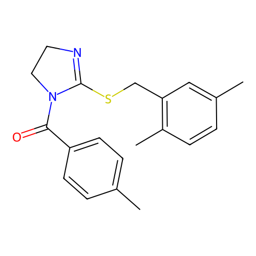 (2-((2,5-dimethylbenzyl)thio)-4,5-dihydro-1H-imidazol-1-yl)(p-tolyl)methanone structure