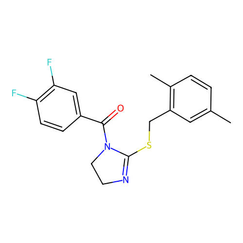 (3,4-difluorophenyl)(2-((2,5-dimethylbenzyl)thio)-4,5-dihydro-1H-imidazol-1-yl)methanone structure