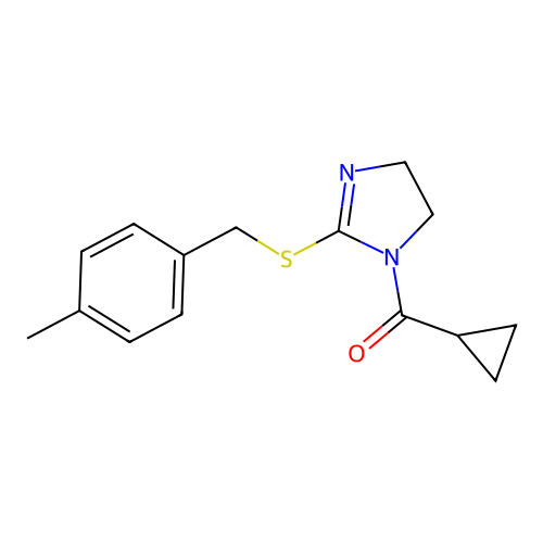cyclopropyl(2-((4-methylbenzyl)thio)-4,5-dihydro-1H-imidazol-1-yl)methanone structure