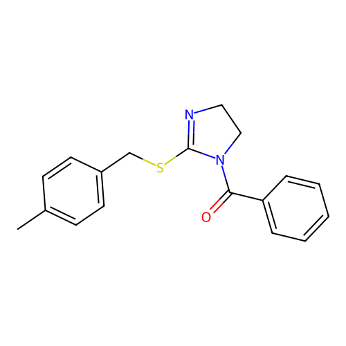 (2-((4-methylbenzyl)thio)-4,5-dihydro-1H-imidazol-1-yl)(phenyl)methanone structure