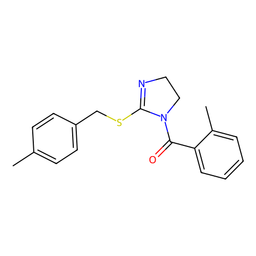(2-((4-methylbenzyl)thio)-4,5-dihydro-1H-imidazol-1-yl)(o-tolyl)methanone structure