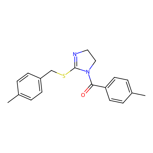 (2-((4-methylbenzyl)thio)-4,5-dihydro-1H-imidazol-1-yl)(p-tolyl)methanone structure
