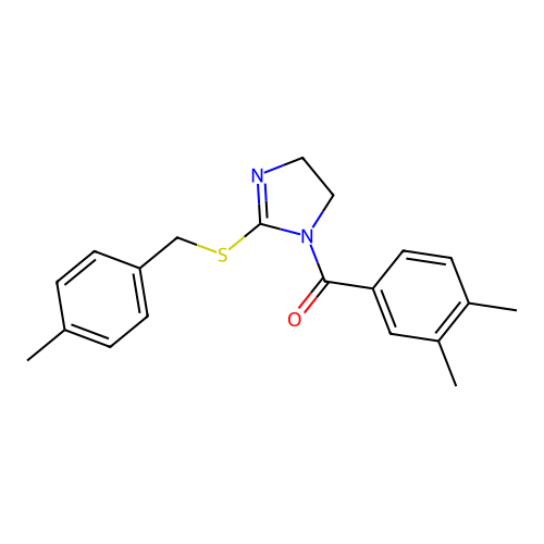 (3,4-dimethylphenyl)(2-((4-methylbenzyl)thio)-4,5-dihydro-1H-imidazol-1-yl)methanone structure