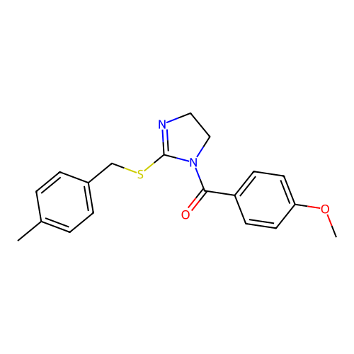 (4-methoxyphenyl)(2-((4-methylbenzyl)thio)-4,5-dihydro-1H-imidazol-1-yl)methanone structure
