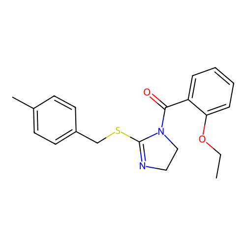 (2-ethoxyphenyl)(2-((4-methylbenzyl)thio)-4,5-dihydro-1H-imidazol-1-yl)methanone structure