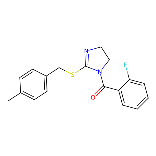 (2-fluorophenyl)(2-((4-methylbenzyl)thio)-4,5-dihydro-1H-imidazol-1-yl)methanone structure