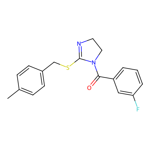 (3-fluorophenyl)(2-((4-methylbenzyl)thio)-4,5-dihydro-1H-imidazol-1-yl)methanone structure