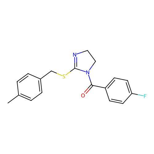(4-fluorophenyl)(2-((4-methylbenzyl)thio)-4,5-dihydro-1H-imidazol-1-yl)methanone structure