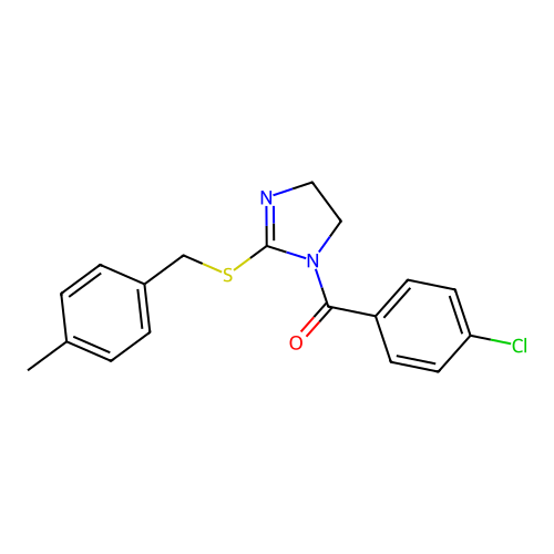 (4-chlorophenyl)(2-((4-methylbenzyl)thio)-4,5-dihydro-1H-imidazol-1-yl)methanone structure
