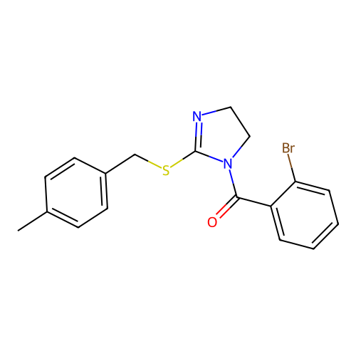 (2-bromophenyl)(2-((4-methylbenzyl)thio)-4,5-dihydro-1H-imidazol-1-yl)methanone structure