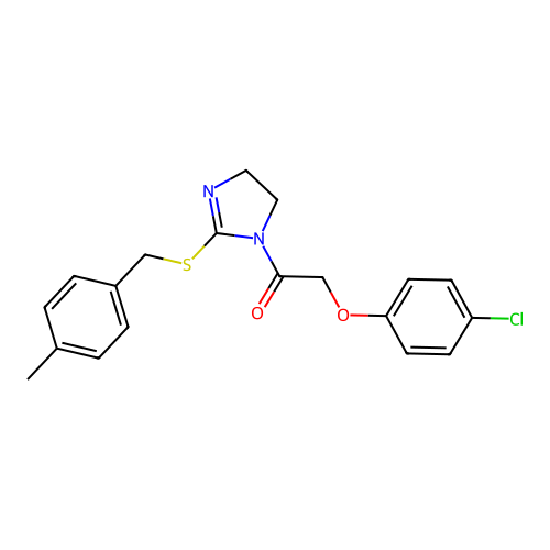 2-(4-chlorophenoxy)-1-(2-((4-methylbenzyl)thio)-4,5-dihydro-1H-imidazol-1-yl)ethanone structure