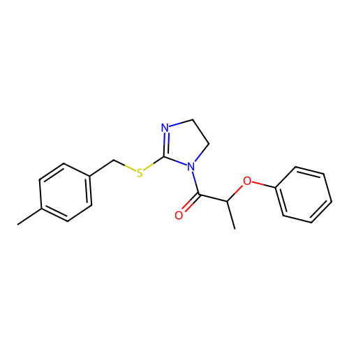 1-(2-{[(4-methylphenyl)methyl]sulfanyl}-4,5-dihydro-1H-imidazol-1-yl)-2-phenoxypropan-1-one structure