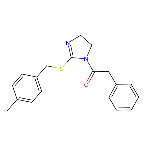 1-[2-[(4-Methylphenyl)methylsulfanyl]-4,5-dihydroimidazol-1-yl]-2-phenylethanone structure