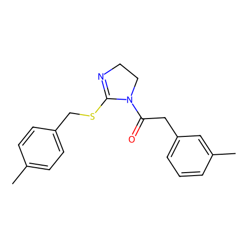 1-(2-((4-methylbenzyl)thio)-4,5-dihydro-1H-imidazol-1-yl)-2-(m-tolyl)ethanone structure