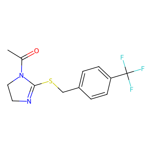 1-[2-({[4-(trifluoromethyl)phenyl]methyl}sulfanyl)-4,5-dihydro-1H-imidazol-1-yl]ethan-1-one structure