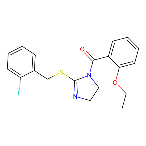 (2-ethoxyphenyl)(2-((2-fluorobenzyl)thio)-4,5-dihydro-1H-imidazol-1-yl)methanone structure