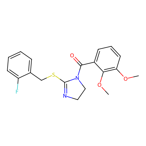 (2,3-dimethoxyphenyl)(2-((2-fluorobenzyl)thio)-4,5-dihydro-1H-imidazol-1-yl)methanone structure
